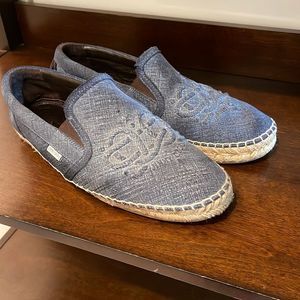 Jimmy Choo Denim Leather Slip ones.